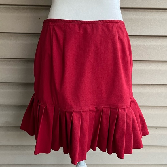•LOFT• Woven Stretch Pleated Flounce Skirt -Size 6 - Picture 5 of 7